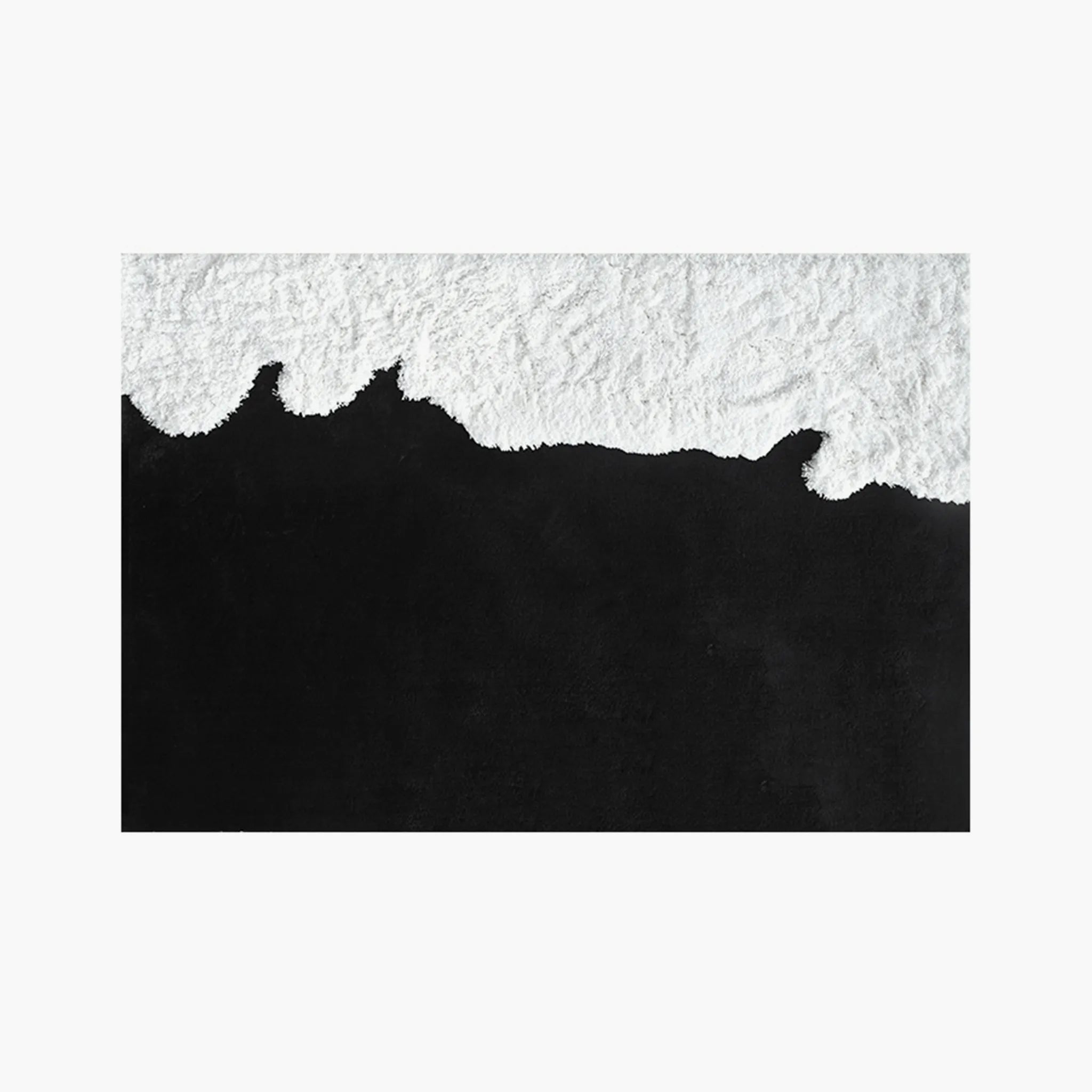 Reynisfjara Black Shore White Waves Abstract High Low Rug by Housenfriends on the white background