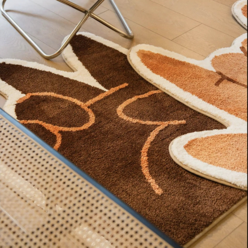 Rumi Brown Quirky Graphic Peace Sign Hand Shaped Tufted Rug
