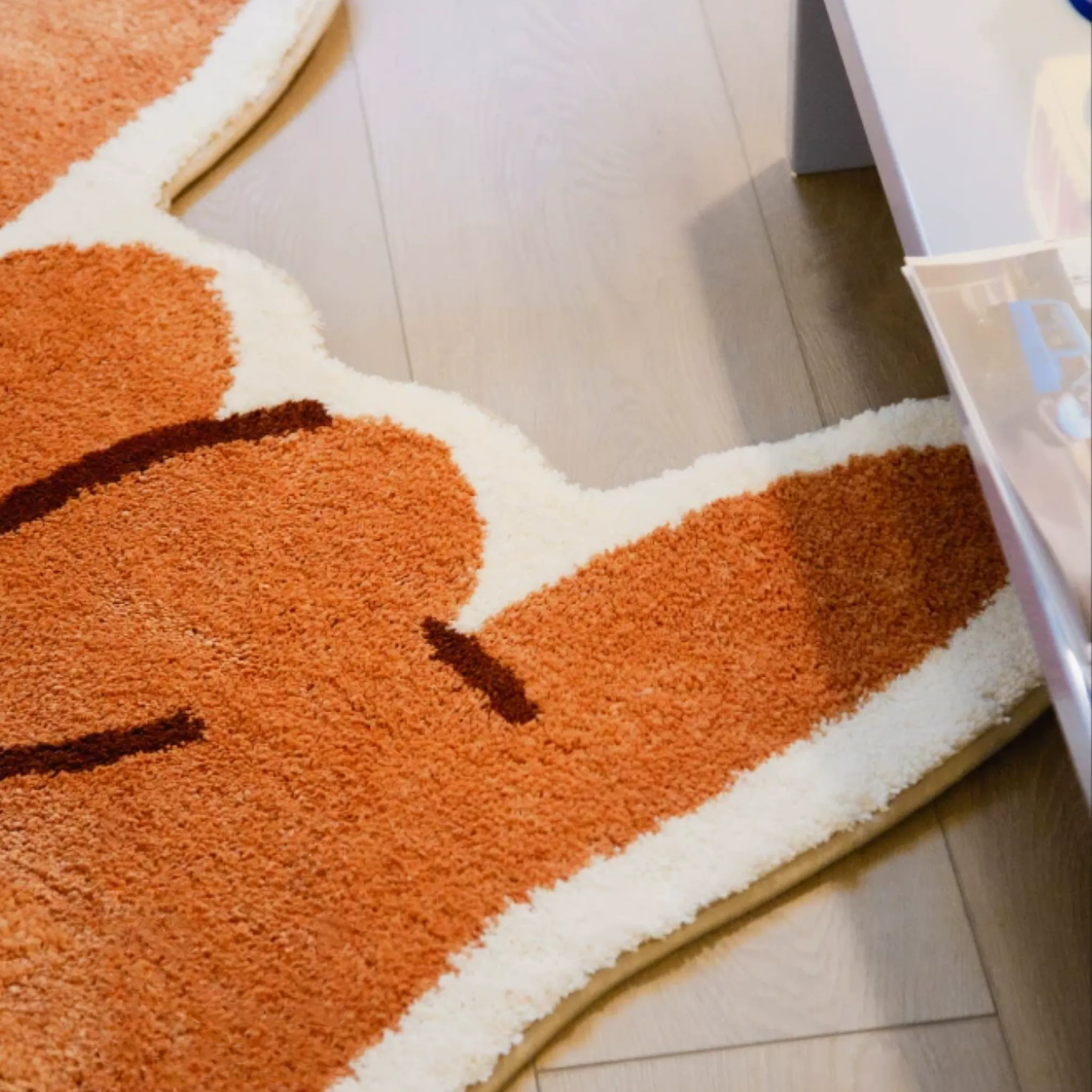 Rumi Orange Quirky Graphic Love Hand Sign Shaped Tufted Rug
