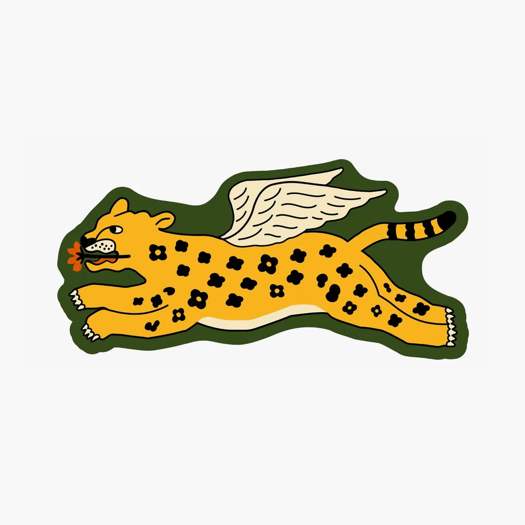 Faye Yellow & Olive Green Winged Leopard Shaped Tufted Rug
