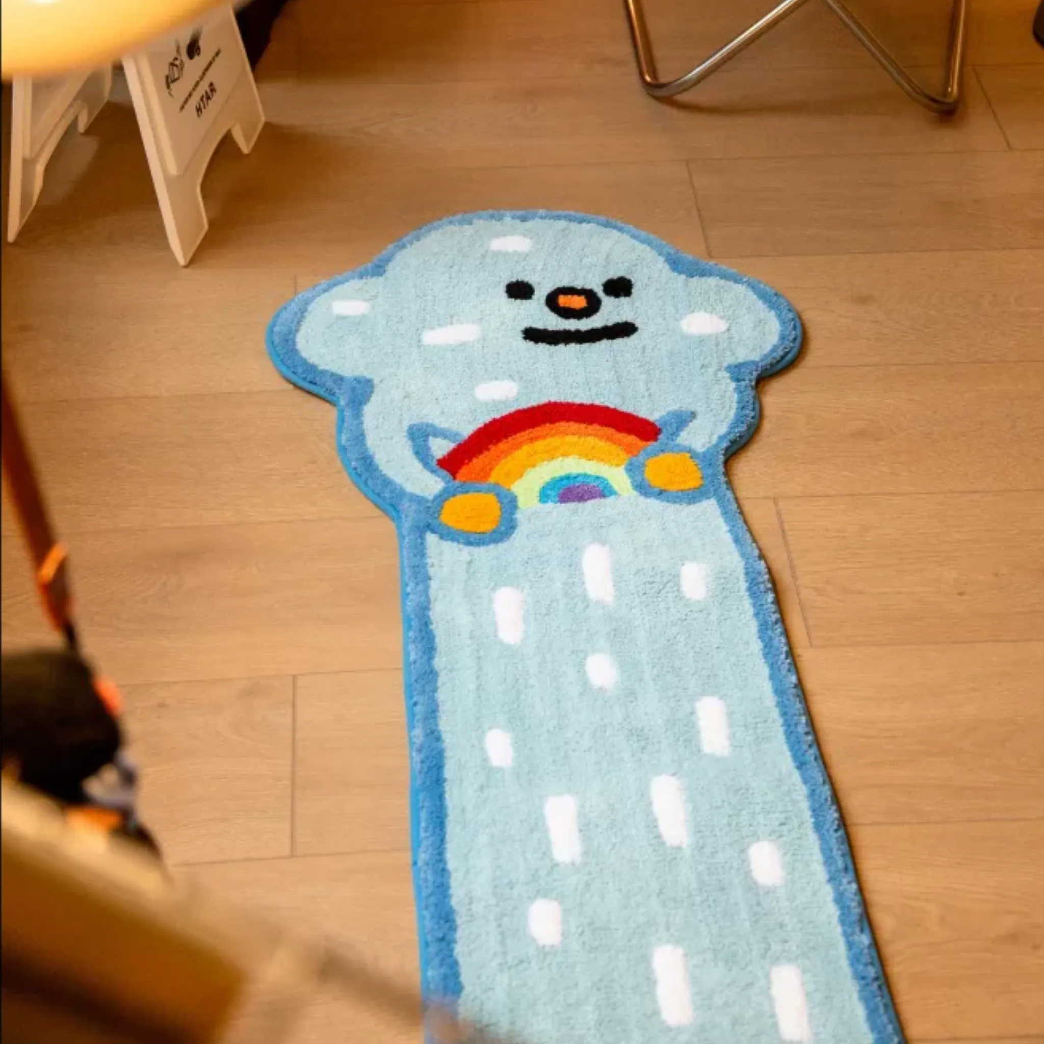 Skye Pastel Blue Graphic Rainbow Cloud Shaped Tufted Runner Rug