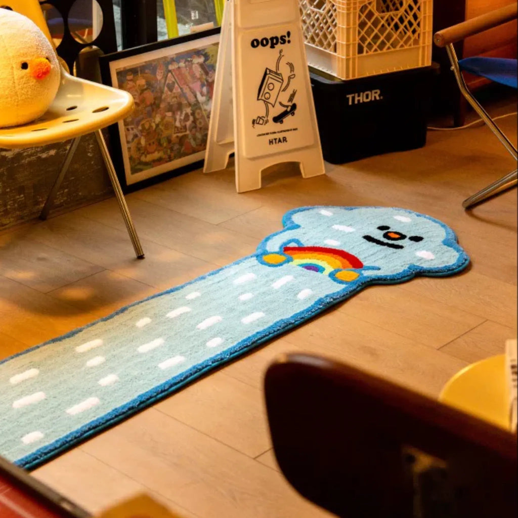 Skye Pastel Blue Graphic Rainbow Cloud Shaped Tufted Runner Rug