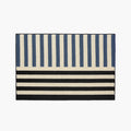 Soren Black Cream & Blue Block-Stripe Textured Rug on a white background