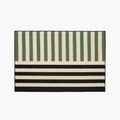 Soren Black Cream & Green Block-Stripe Textured Rug on a white background