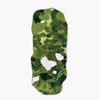 Sylvie moss green organic camo tufted high-low irregular runner rug on white background by Housenfriends