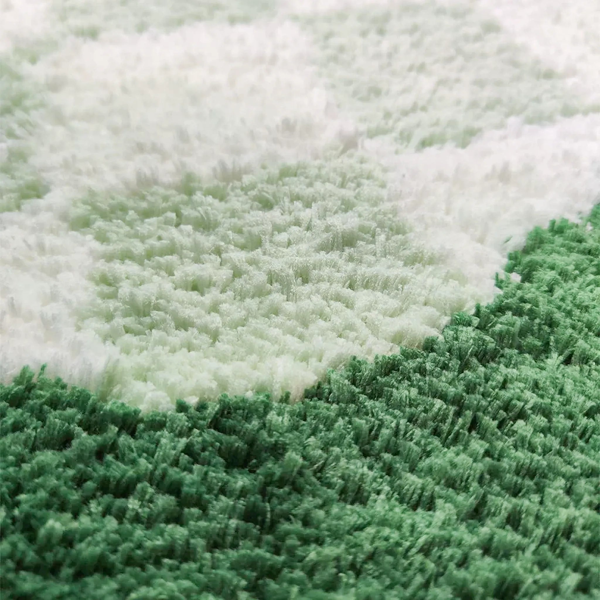 Tess Pastel Green Retro Checkered Moss Green Wavy Edge Tufted Rug