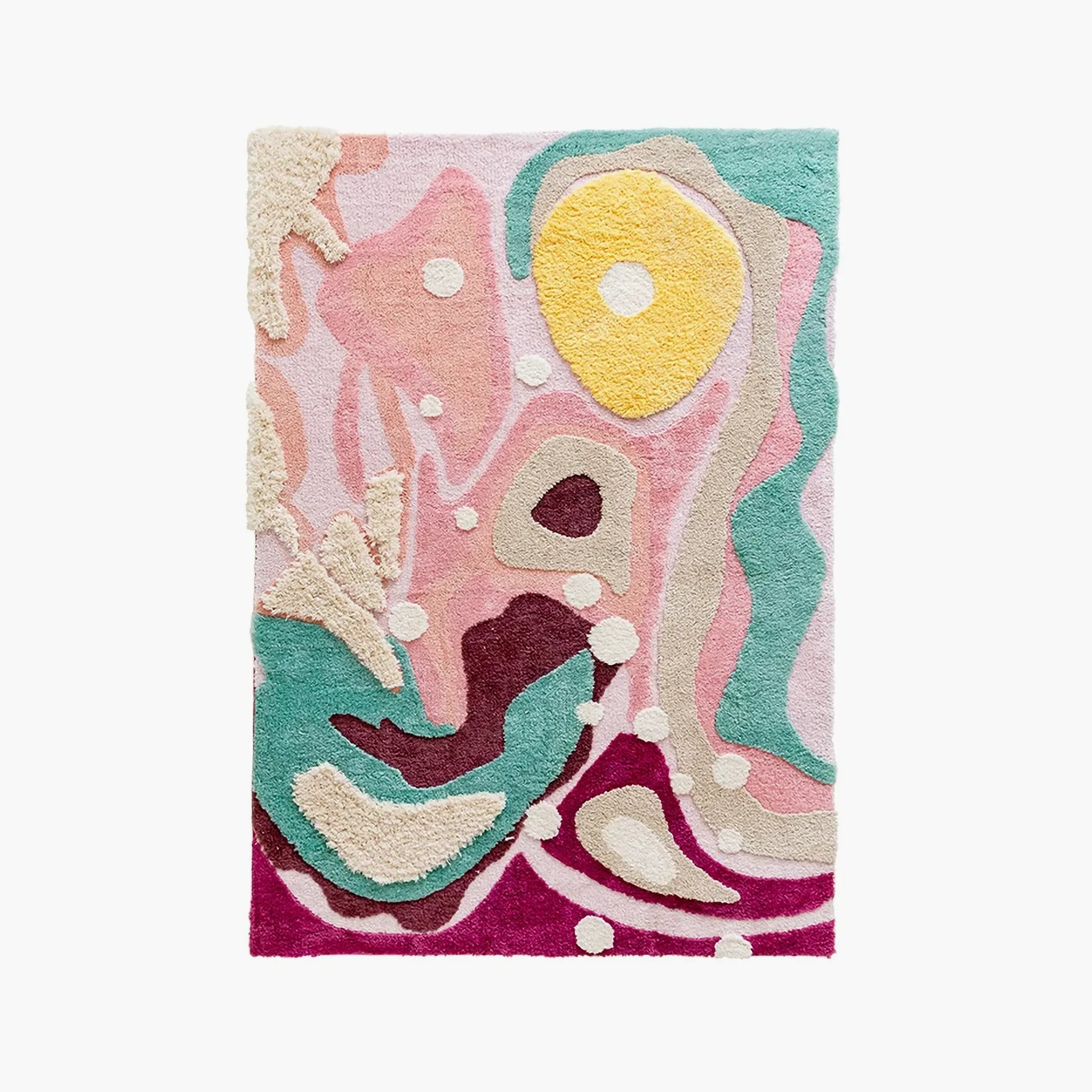 Willa pastel starlit swirl abstract high low tufted rug on the white background by Housenfriends
